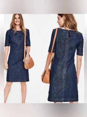 Boden Rhea Chambray Denim Sheath Mini Dress Size 2R